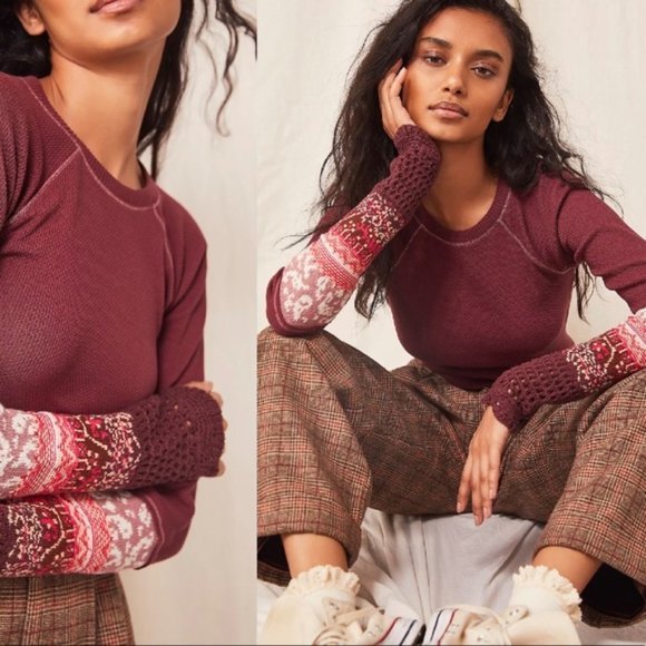 Free People Tops - NWT Free People In The Mix Cuff Thermal Top XS NEW